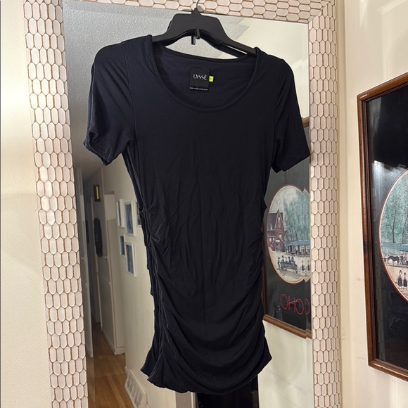 Lysse Tops - Lysse Black Ruched Short Sleeve T-Shirt